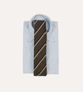 White And Red Double Stripe Tipped Wool Tie