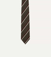 White And Red Double Stripe Tipped Wool Tie