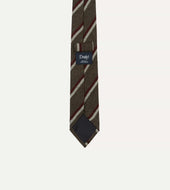 White And Red Double Stripe Tipped Wool Tie