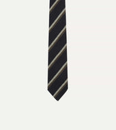 White And Brown Double Stripe Tipped Wool Tie