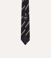 White And Brown Double Stripe Tipped Wool Tie