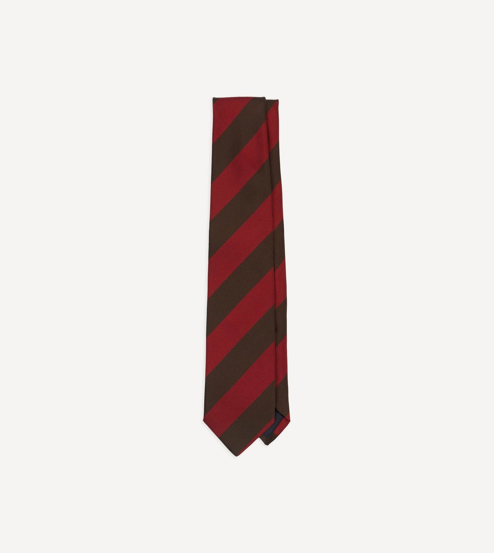 Red And Brown Block Stripe Mogador Silk Tipped Tie
