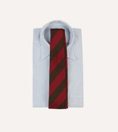 Red And Brown Block Stripe Mogador Silk Tipped Tie
