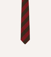 Red And Brown Block Stripe Mogador Silk Tipped Tie