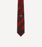 Red And Brown Block Stripe Mogador Silk Tipped Tie