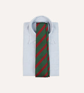 Green And Red Dual Stripe Mogador Silk Tipped Tie