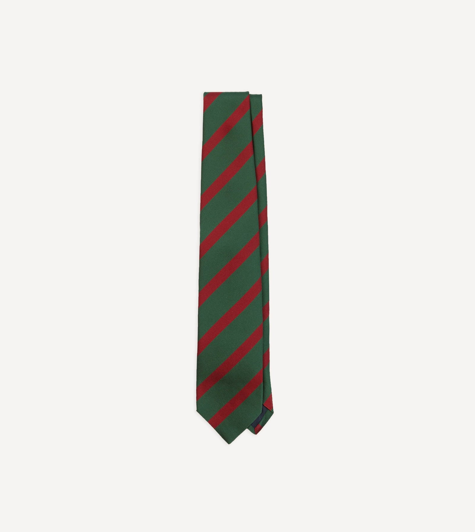 Green And Red Dual Stripe Mogador Silk Tipped Tie