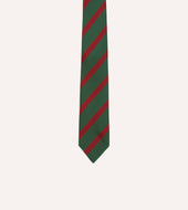 Green And Red Dual Stripe Mogador Silk Tipped Tie