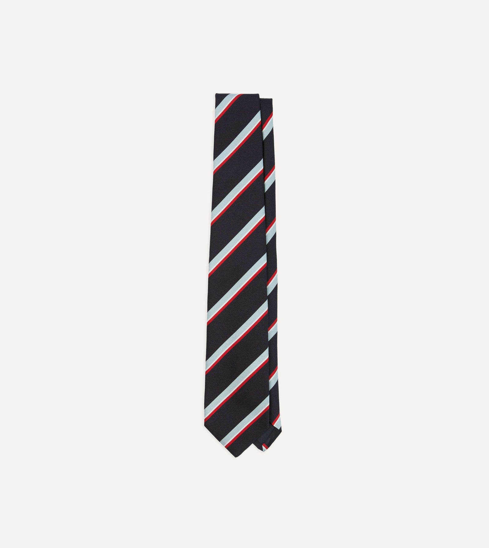 Red And Blue Multi Stripe Mogador Silk Tipped Tie