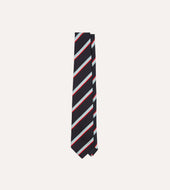 Navy, Red and Blue Multi Stripe Mogador Silk Tipped Tie