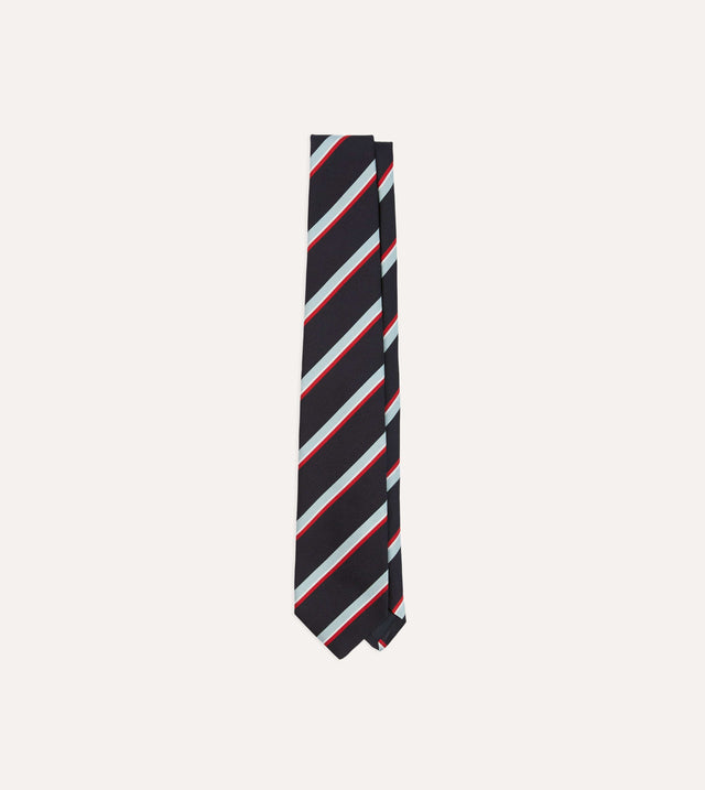 Navy, Red and Blue Multi Stripe Mogador Silk Tipped Tie