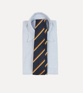 Gold And Brown Double Stripe Mogador Silk Tipped Tie