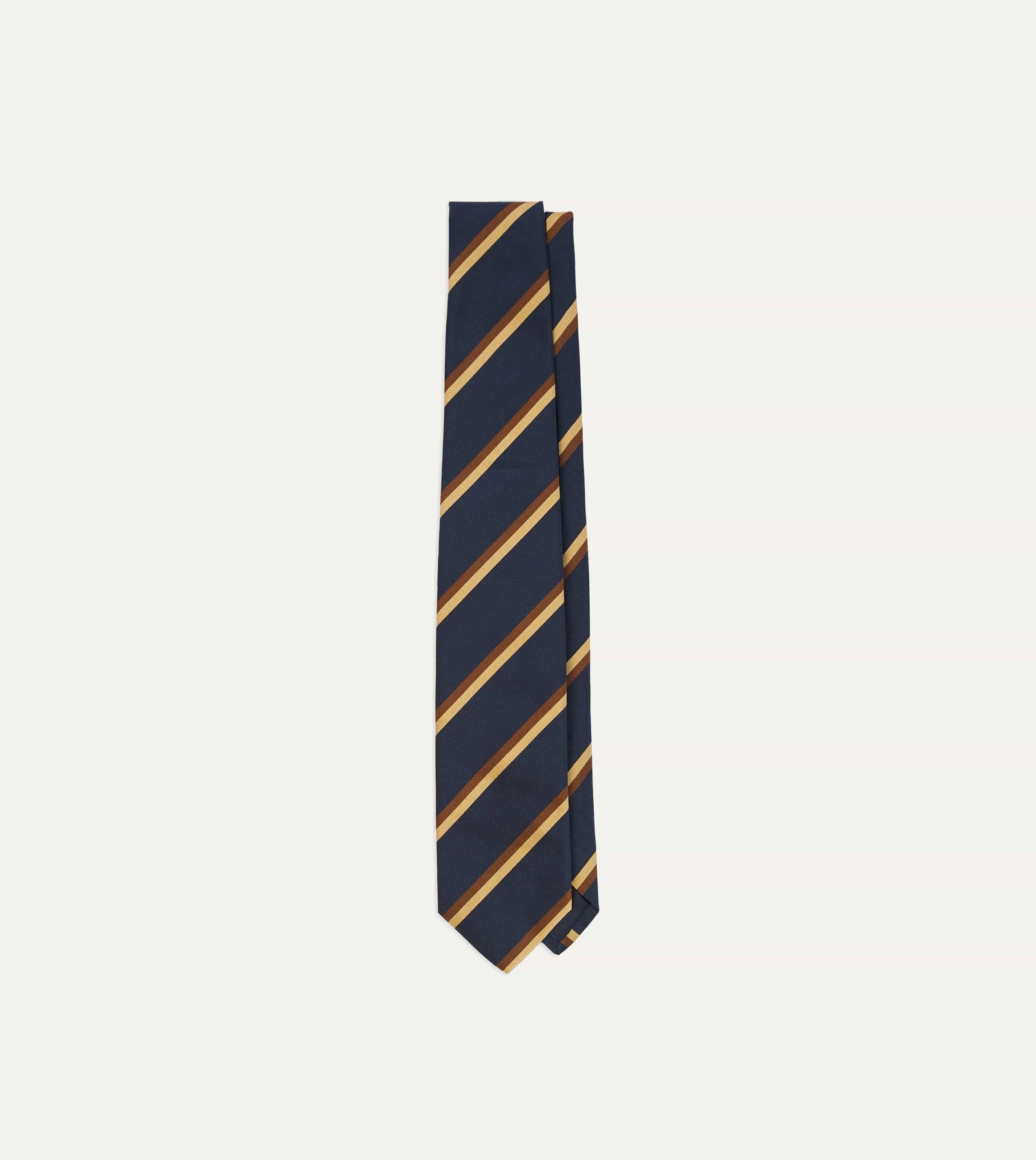 Gold And Brown Double Stripe Mogador Silk Tipped Tie