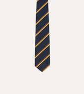 Gold And Brown Double Stripe Mogador Silk Tipped Tie