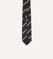 Gold And Brown Double Stripe Mogador Silk Tipped Tie