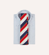 Red And White Block Stripe Repp Silk Tipped Tie