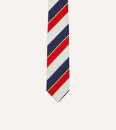 Red And White Block Stripe Repp Silk Tipped Tie