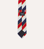 Red And White Block Stripe Repp Silk Tipped Tie