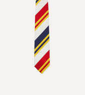 Navy Yellow And Red Wide Stripe Repp Silk Tipped Tie