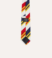 Navy Yellow And Red Wide Stripe Repp Silk Tipped Tie