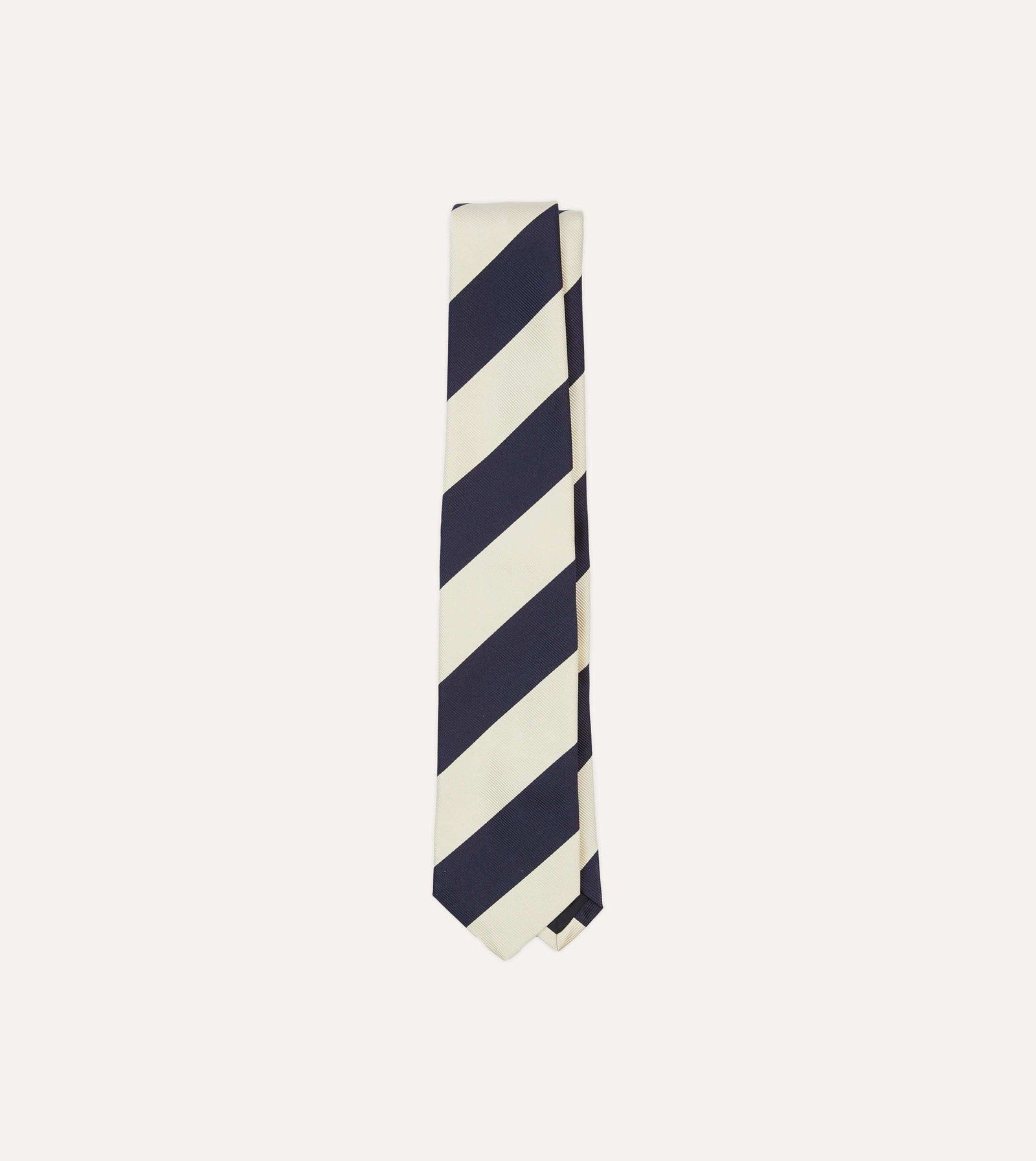 And Navy Block Stripe Repp Silk Tipped Tie