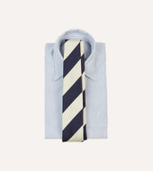 And Navy Block Stripe Repp Silk Tipped Tie