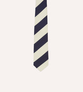 And Navy Block Stripe Repp Silk Tipped Tie