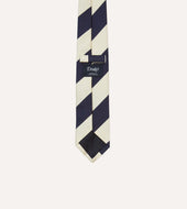 And Navy Block Stripe Repp Silk Tipped Tie