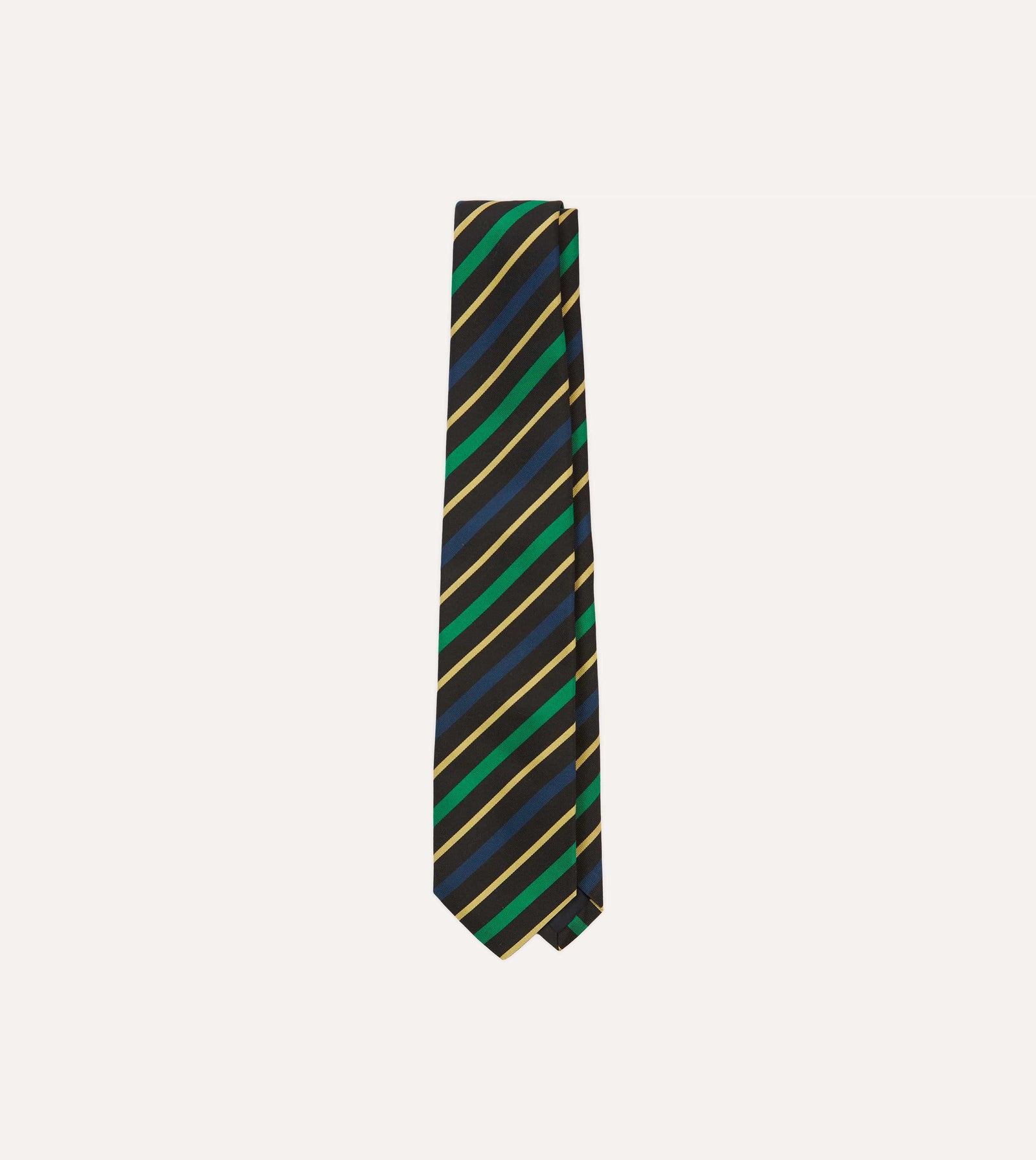Blue Green And Yellow Multi Stripe Mogador Silk Tipped Tie