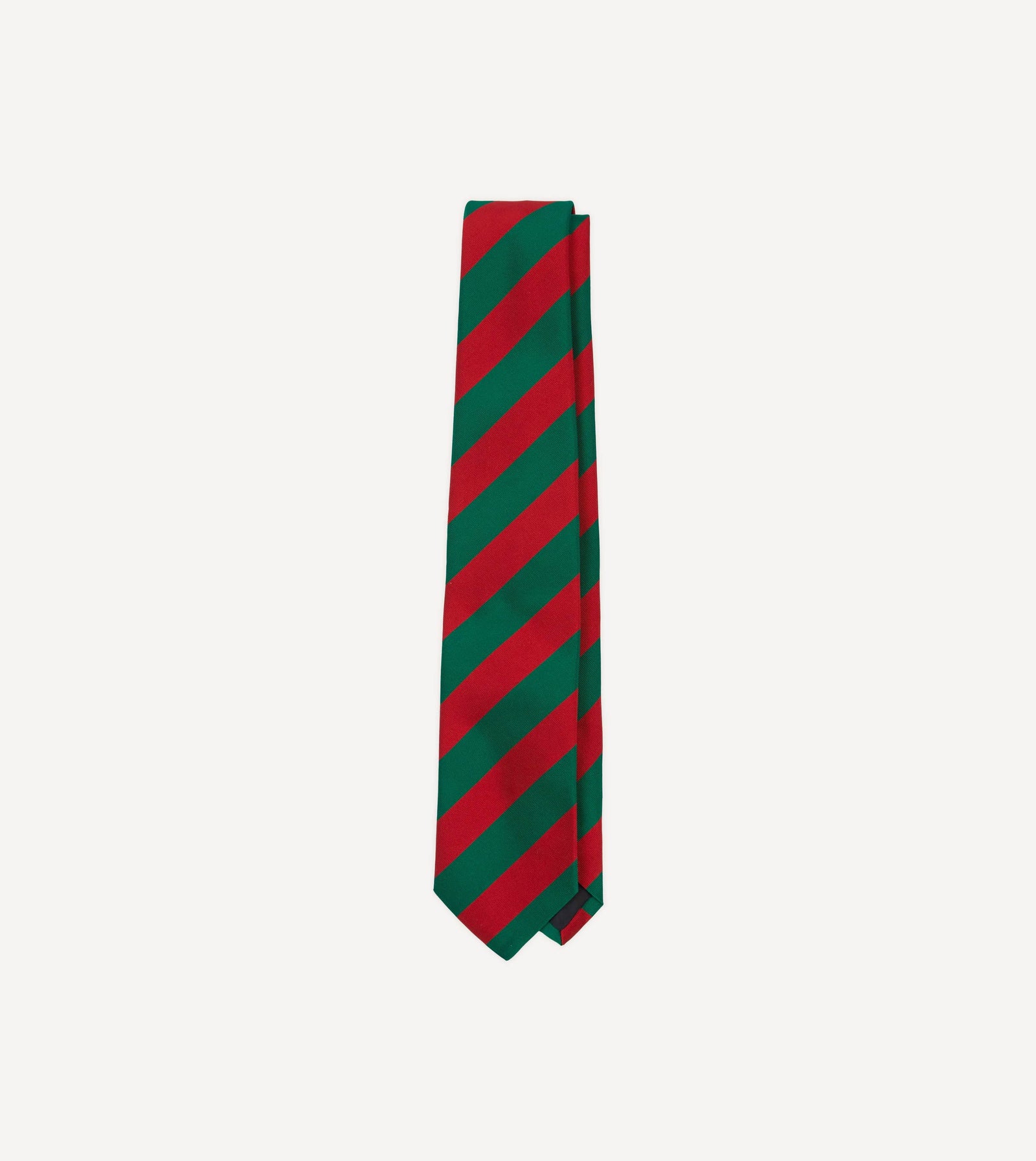 Green And Red Block Stripe Mogador Silk Tipped Tie