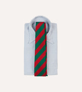 Green And Red Block Stripe Mogador Silk Tipped Tie