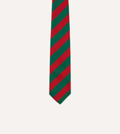 Green And Red Block Stripe Mogador Silk Tipped Tie