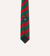 Green And Red Block Stripe Mogador Silk Tipped Tie