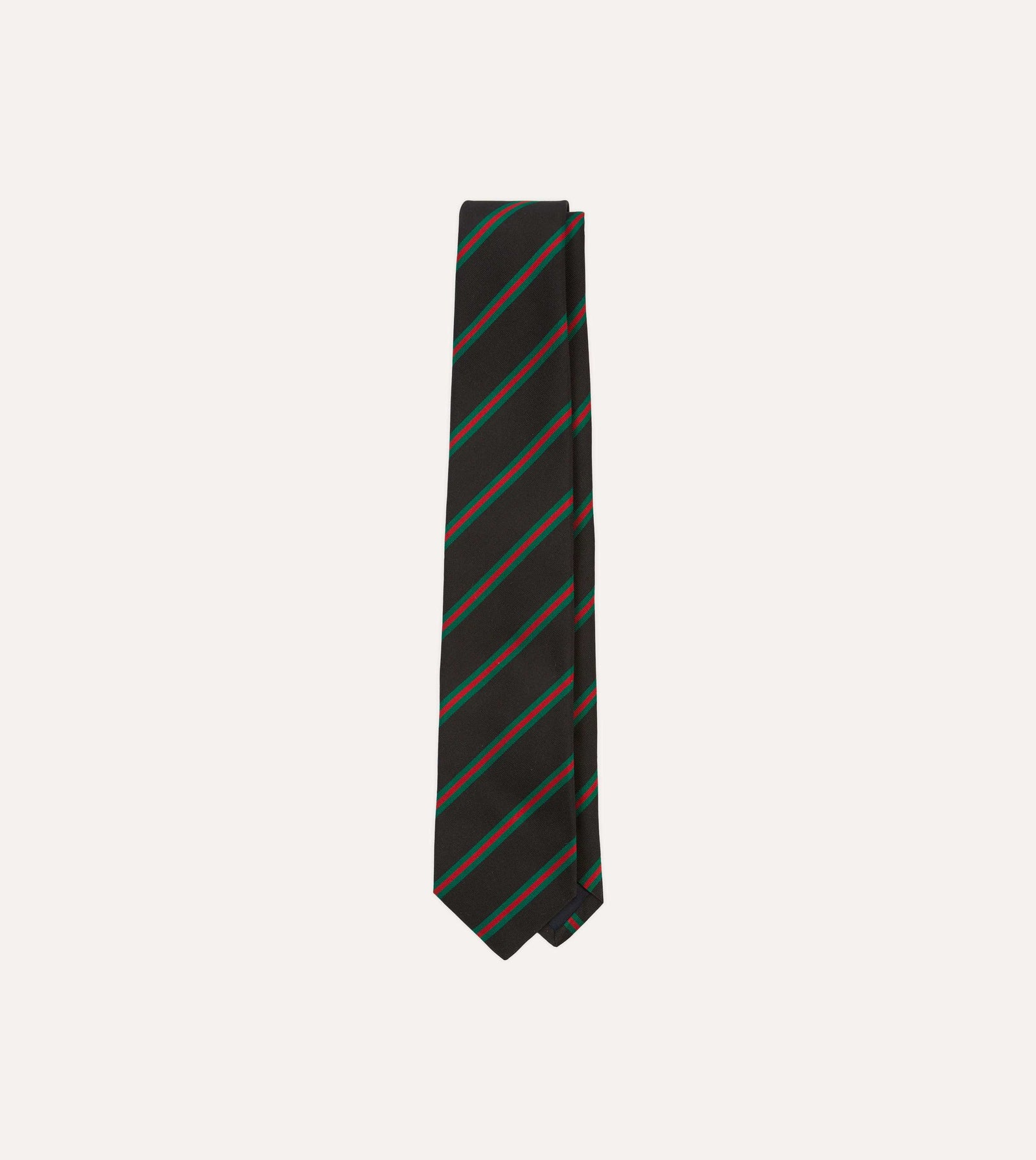 Green And Red Sandwich Stripe Mogador Silk Tipped Tie