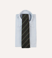 Green And Red Sandwich Stripe Mogador Silk Tipped Tie