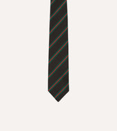 Green And Red Sandwich Stripe Mogador Silk Tipped Tie