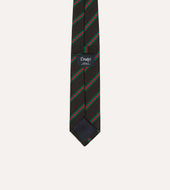 Green And Red Sandwich Stripe Mogador Silk Tipped Tie