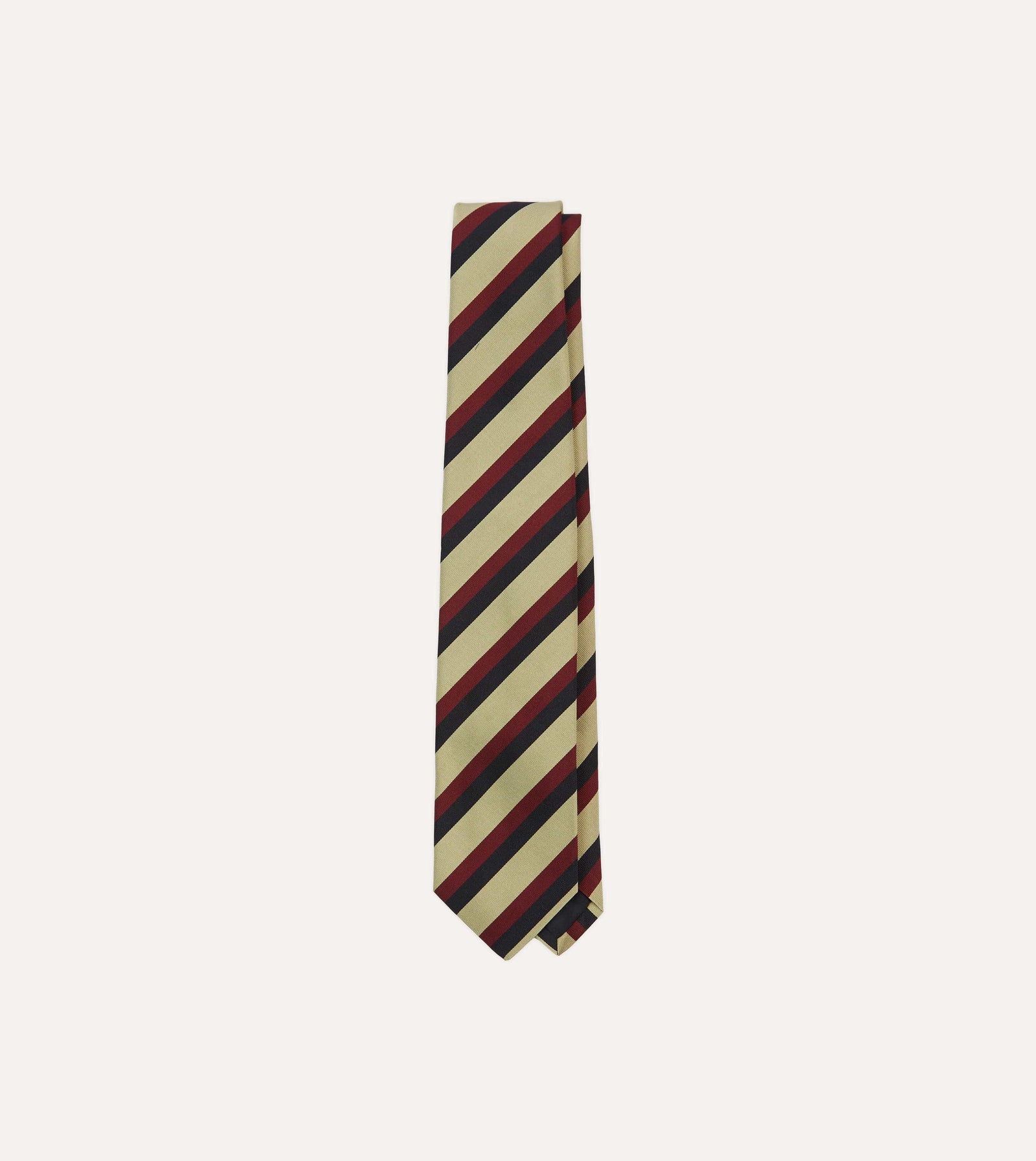 Red And Buff Stripe Mogador Silk Tipped Tie