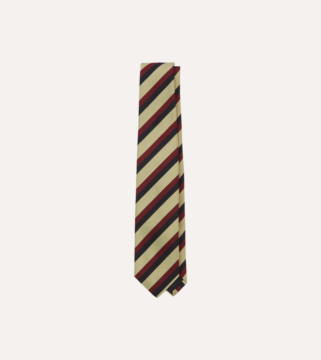 Navy, Red and Buff Stripe Mogador Silk Tipped Tie