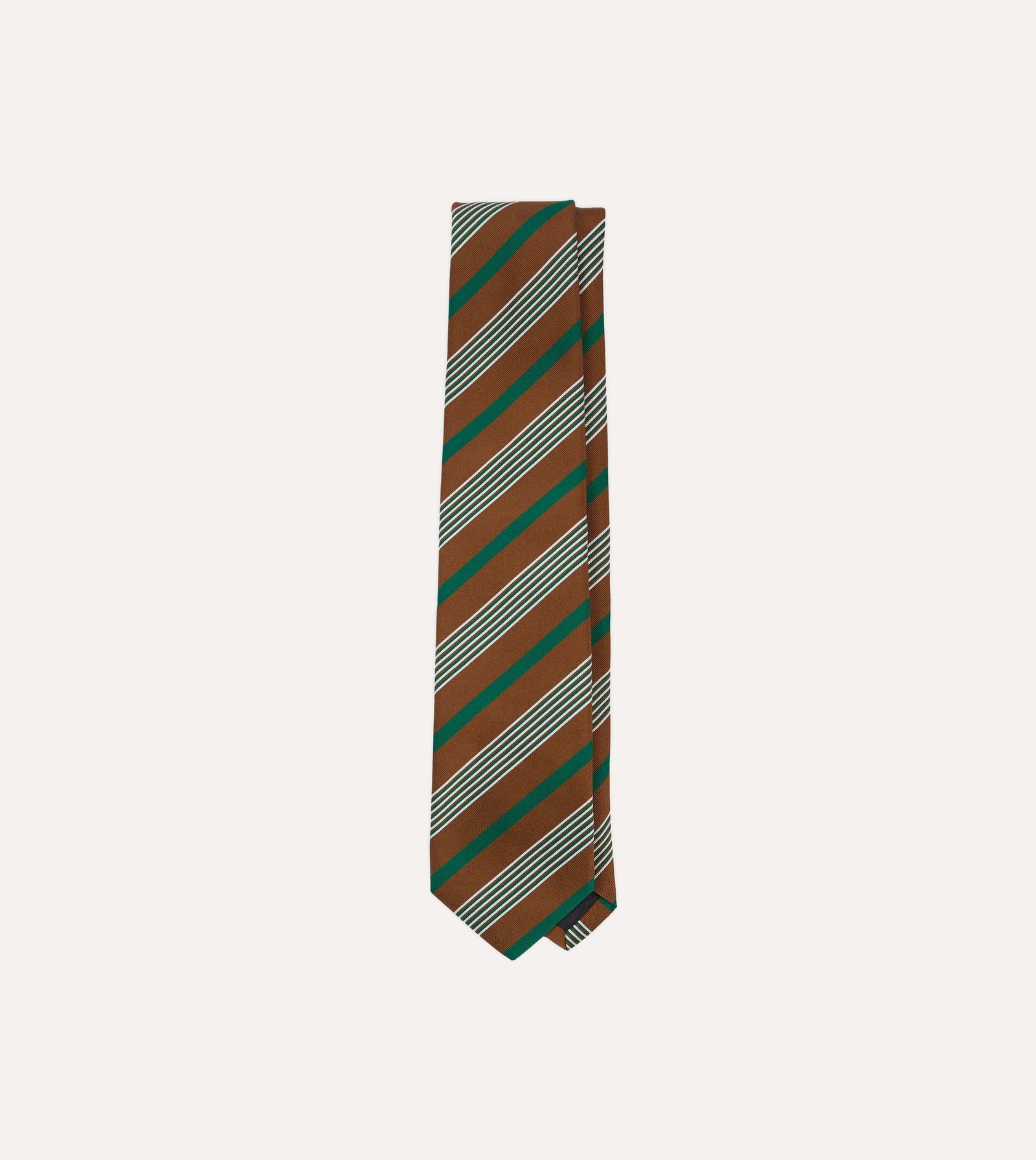 Green And White Multi Stripe Mogador Silk Tipped Tie