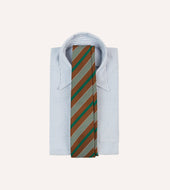 Green And White Multi Stripe Mogador Silk Tipped Tie