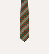 Green And White Multi Stripe Mogador Silk Tipped Tie