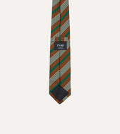 Green And White Multi Stripe Mogador Silk Tipped Tie