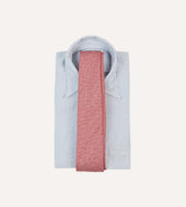 Red And Ecru Herringbone Linen Silk Tipped Tie