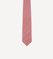 Red And Ecru Herringbone Linen Silk Tipped Tie