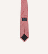 Red And Ecru Herringbone Linen Silk Tipped Tie