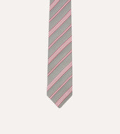 Red And Ecru Twill Stripe Tipped Silk Grenadine Tie