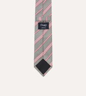 Red And Ecru Twill Stripe Tipped Silk Grenadine Tie