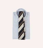 White And Fawn Stripe Repp Silk Tipped Tie