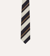 White And Fawn Stripe Repp Silk Tipped Tie